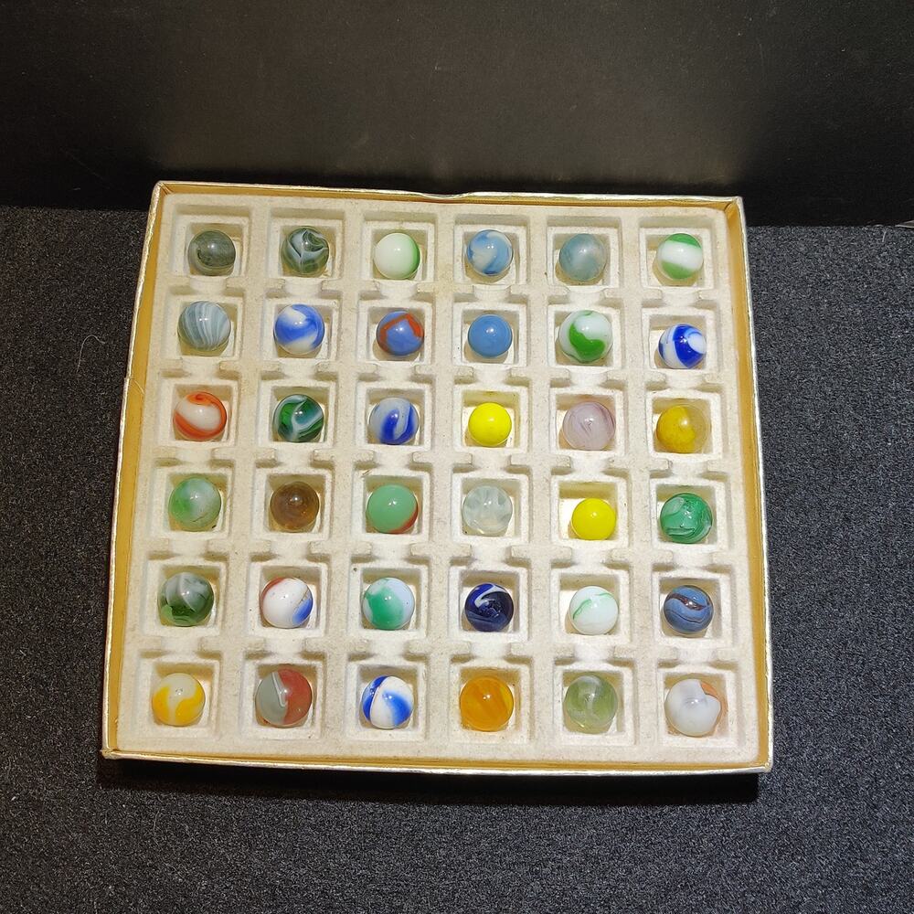 LOT of 36 Vintage marbles ESTATE FIND Approx. 1/2" Various Colors Kinds #f1